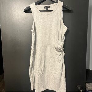 “Express” Light Gray Heavyweight sweater material Embellish Women Dress